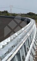 Ein Teil des innovativen Stahlschutzplankensystems, welches hier vom äußeren Rand einer Kurve der Hochgeschwindigkeits-Rundstrecke in Nardò gezeigt wird.