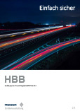 Eine Autobahn bei Nacht, wobei Meiser Strassenausstattung hier für die Produktfamilie HBB wirbt.